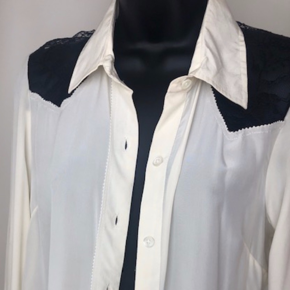 True Religion Ivory Button Down with Lace | Size M